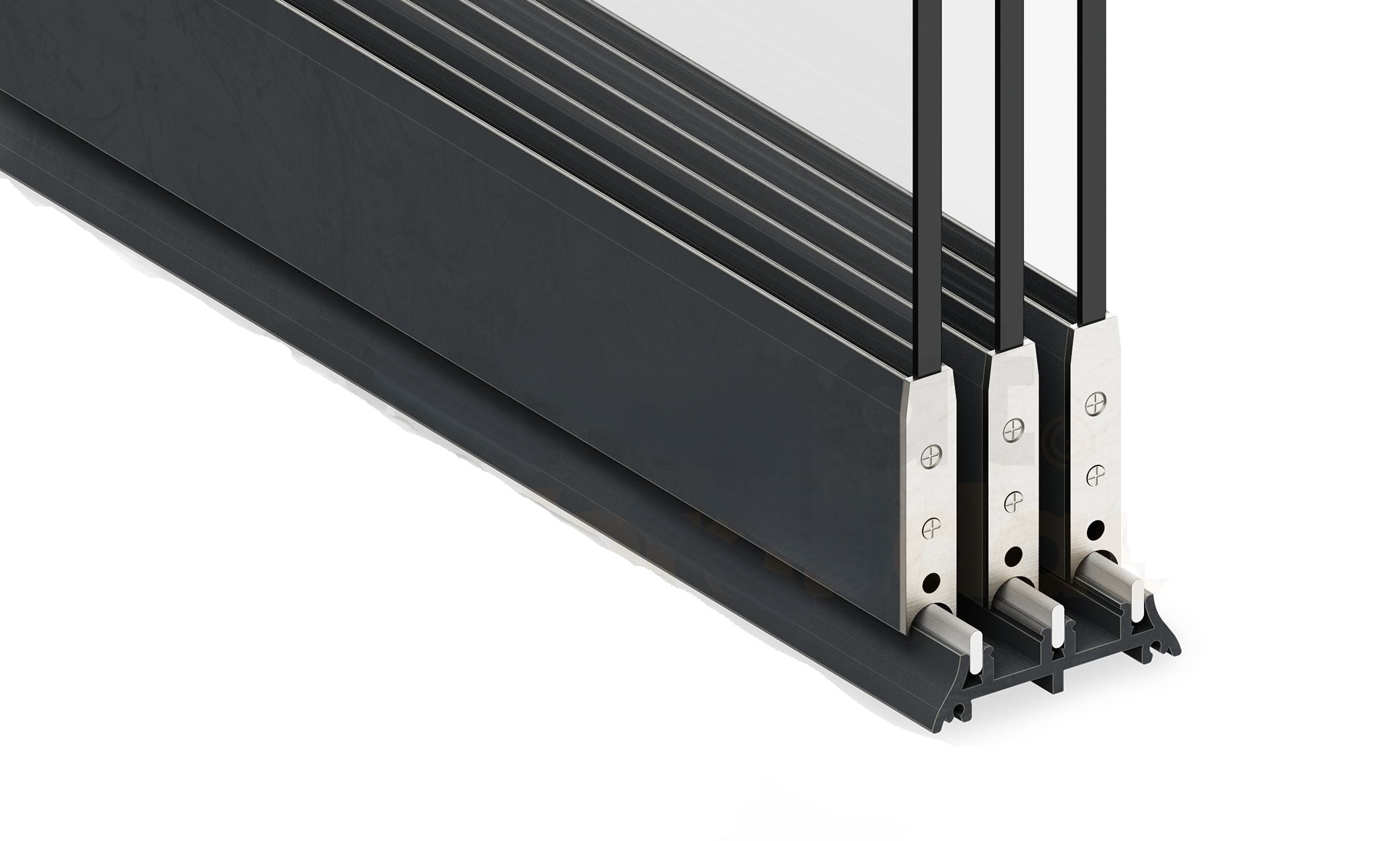 3-rail sliding glass wall — 2640–3050 mm