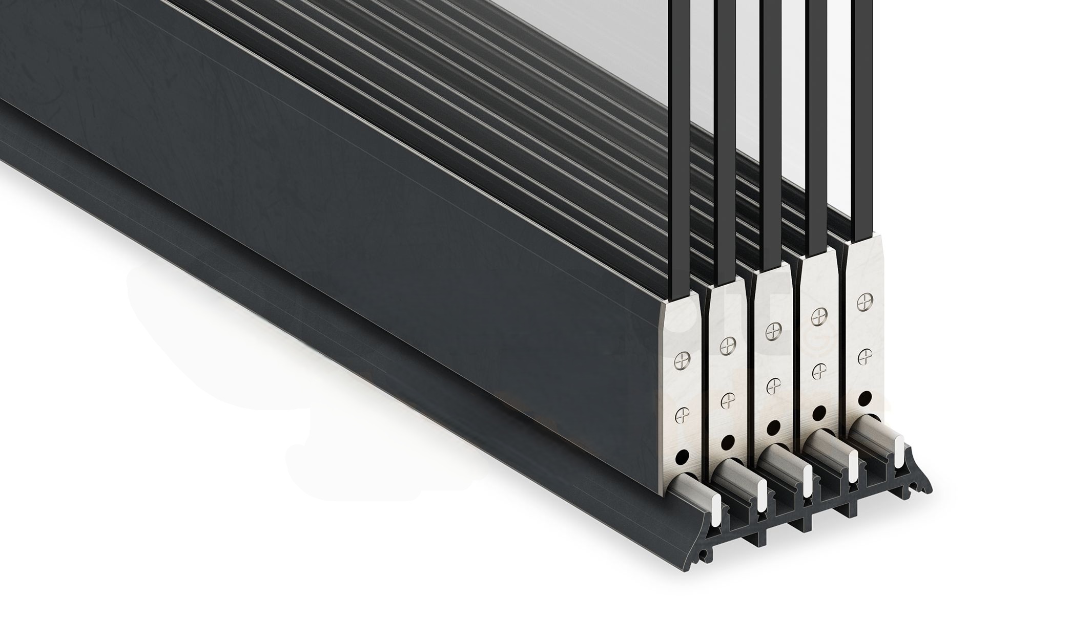 5-rail sliding glass wall — 4400–5050 mm