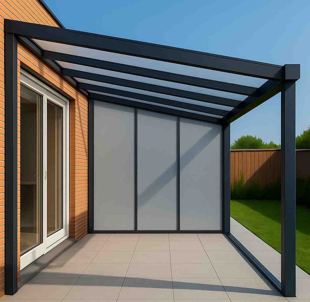 Polycarbonate side wall panel for veranda